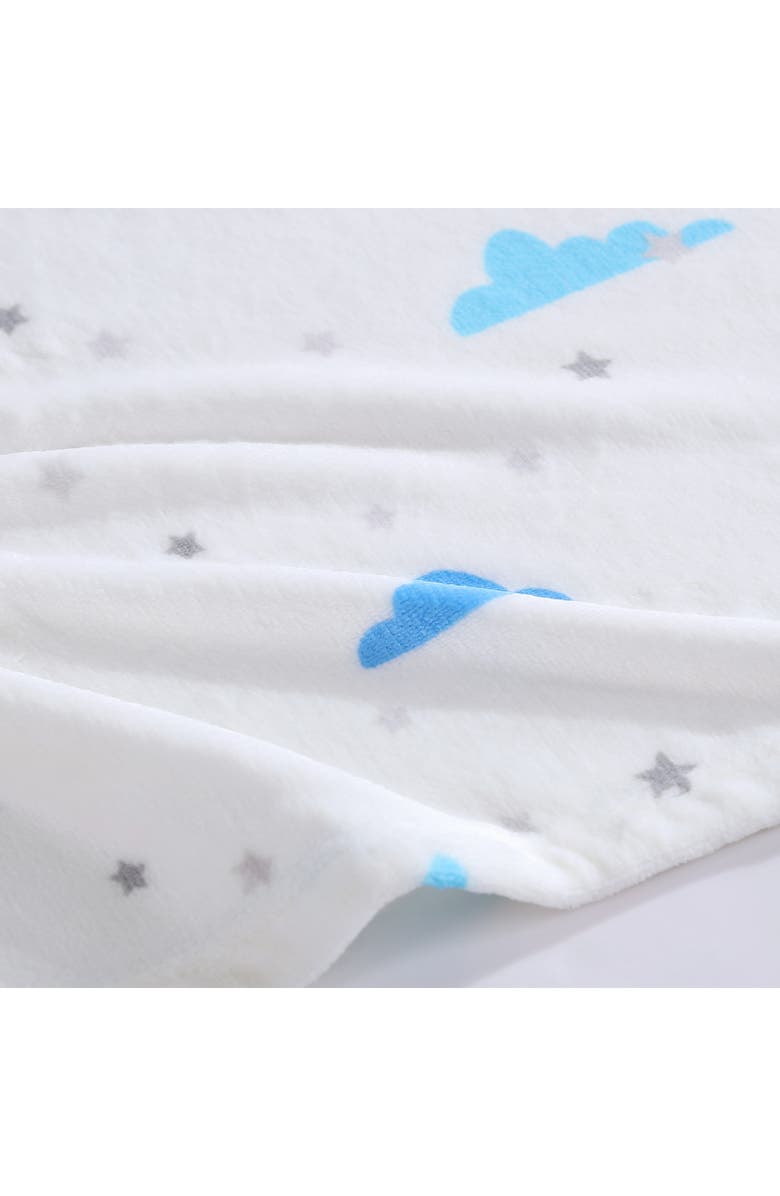 POPPY AND FRITZ Cloud Flannel Brushed Fleece Throw Blanket, Alternate, color, Bright Blue