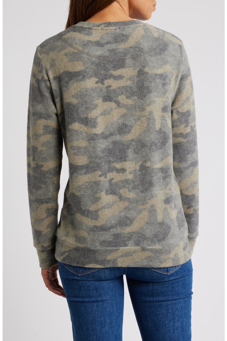 Camo Print Brushed Long Sleeve Top, Alternate, color, GREEN CAMO