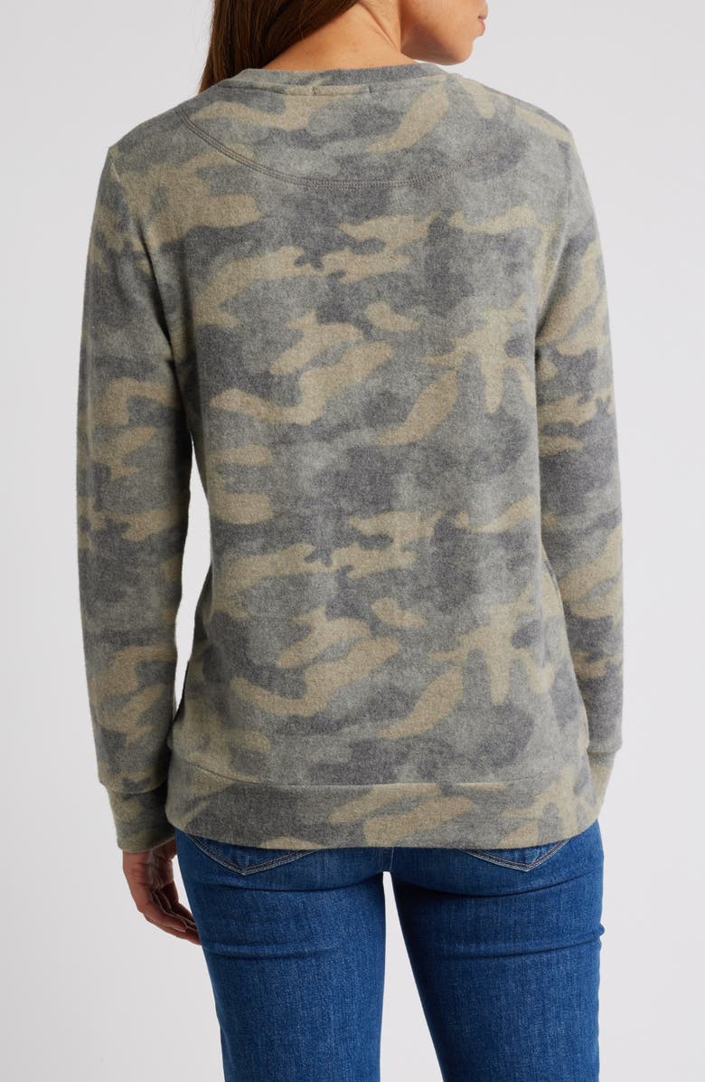 Loveappella Camo Print Brushed Long Sleeve Top, Alternate, color,