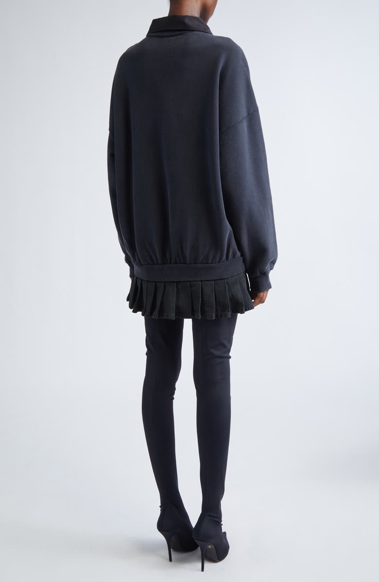 Balenciaga Hybrid Long Sleeve Cotton Sweatshirt Minidress, Alternate, color, Faded Washed Black