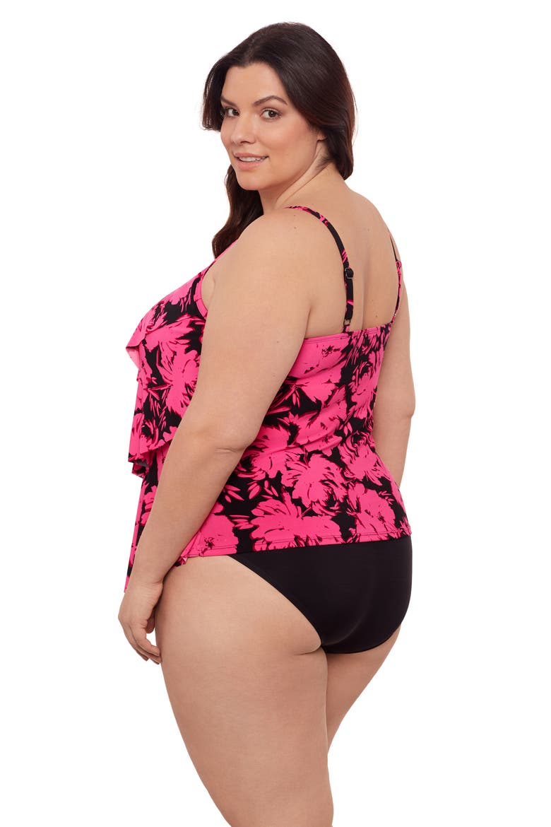 Triple Ruffle Tier Adjustable Tankini Swimsuit Top, Alternate, color, Fleurette