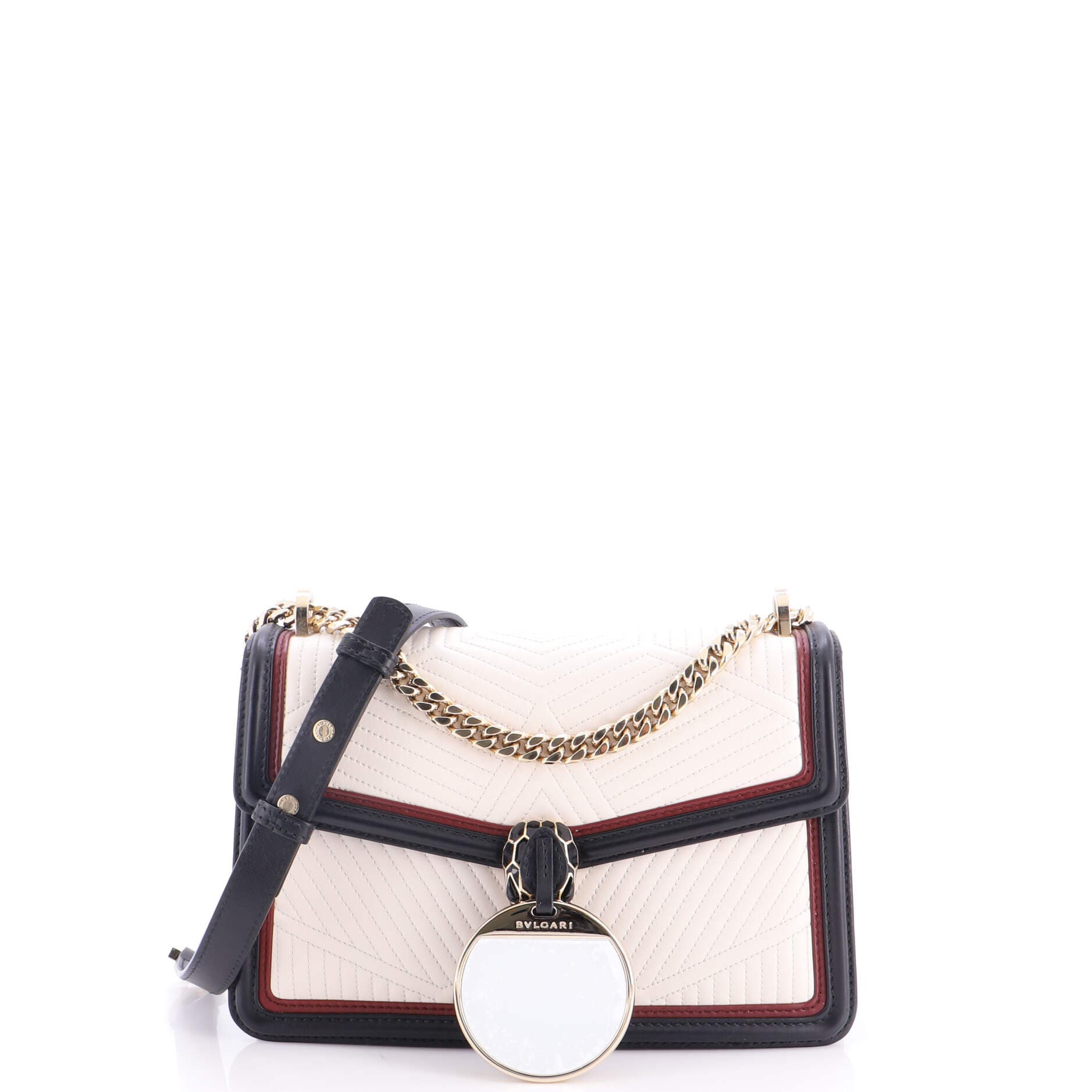 Serpenti Forever Shoulder Bag Quilted Leather Small, Alternate, color, White
