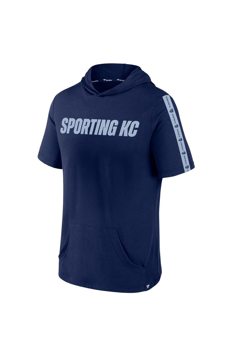 FANATICS Men's Fanatics Branded Navy Sporting Kansas City Definitive Victory Short-Sleeved Pullover Hoodie, Alternate, color, 