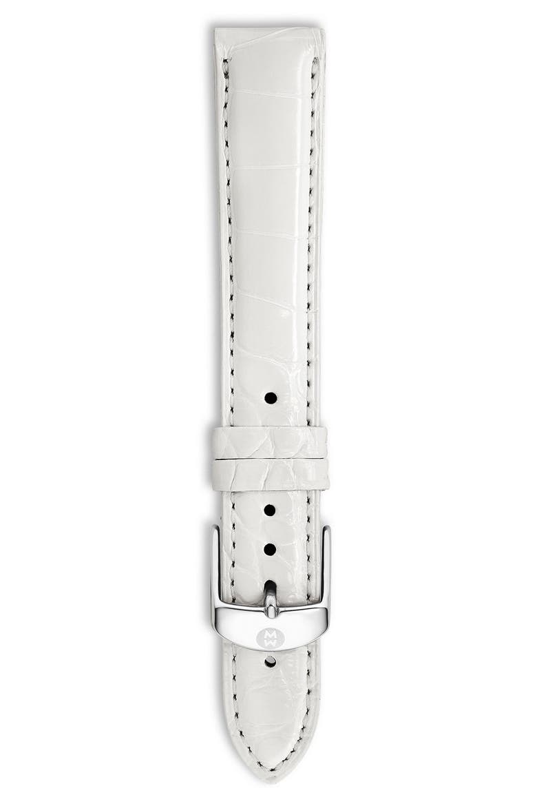 18mm Alligator Watch Strap, Main, color, WHITE