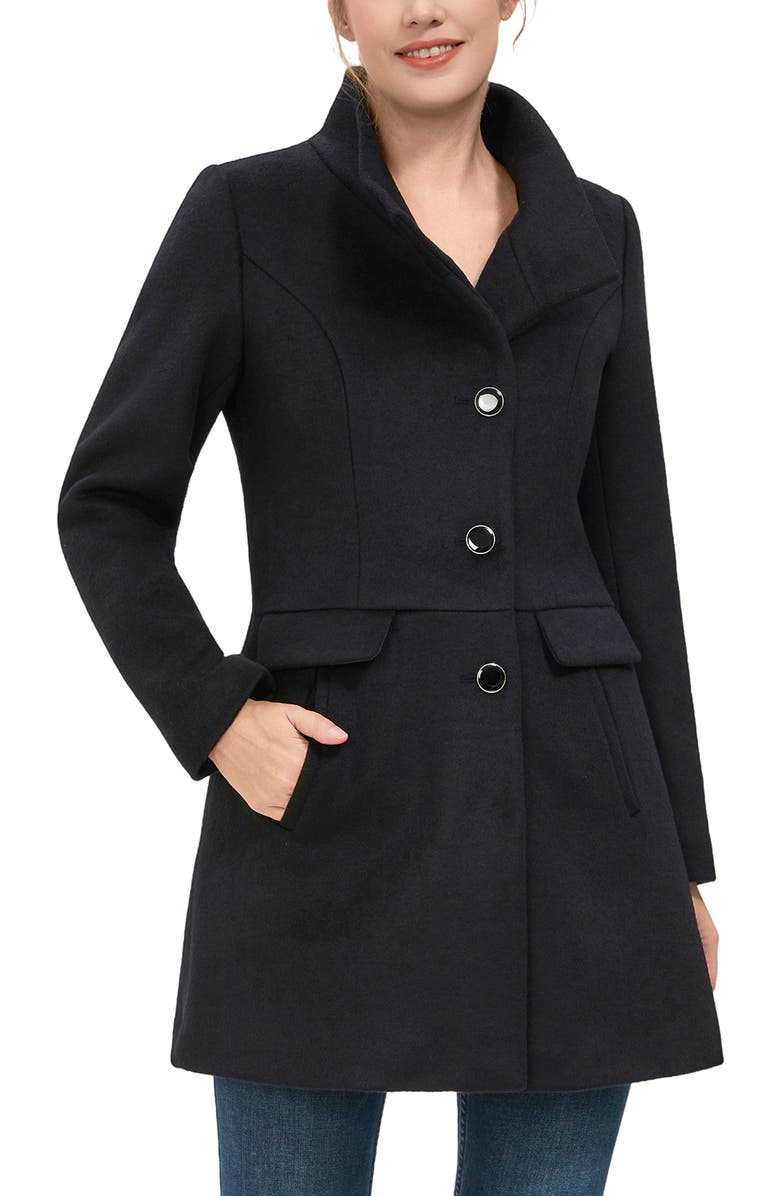 Kimi & Kai Women's Olivia Wool Blend Walking Coat, Main, color, Black