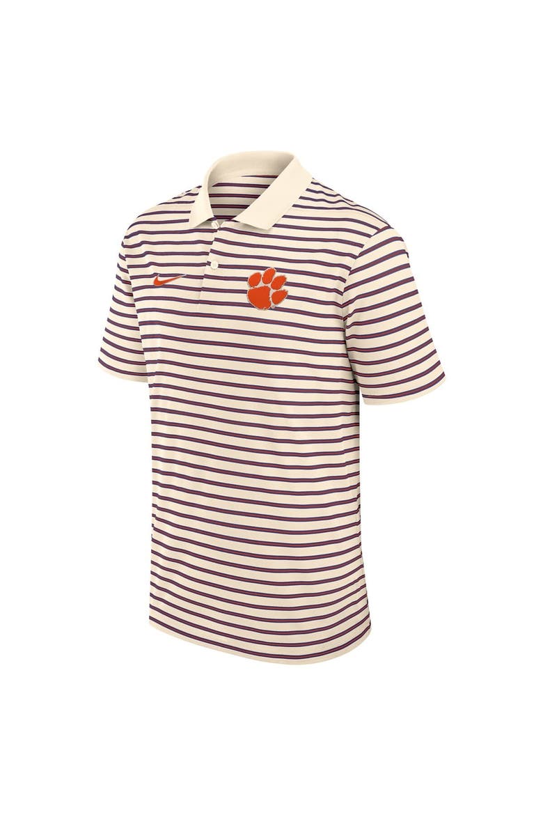 Men's Nike Cream Clemson Tigers Solid Foundation Striped Performance Polo, Alternate, color, Cream