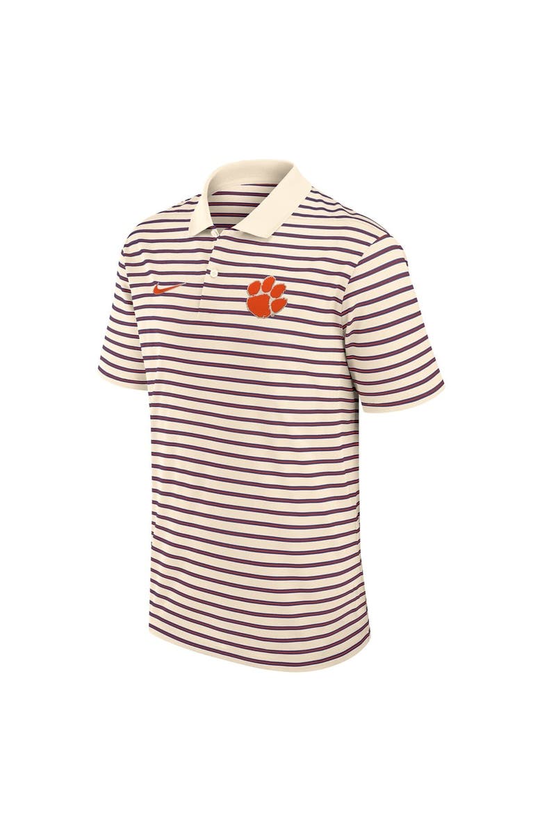 Nike Men's Nike Cream Clemson Tigers Solid Foundation Striped Performance Polo, Alternate, color, Cream
