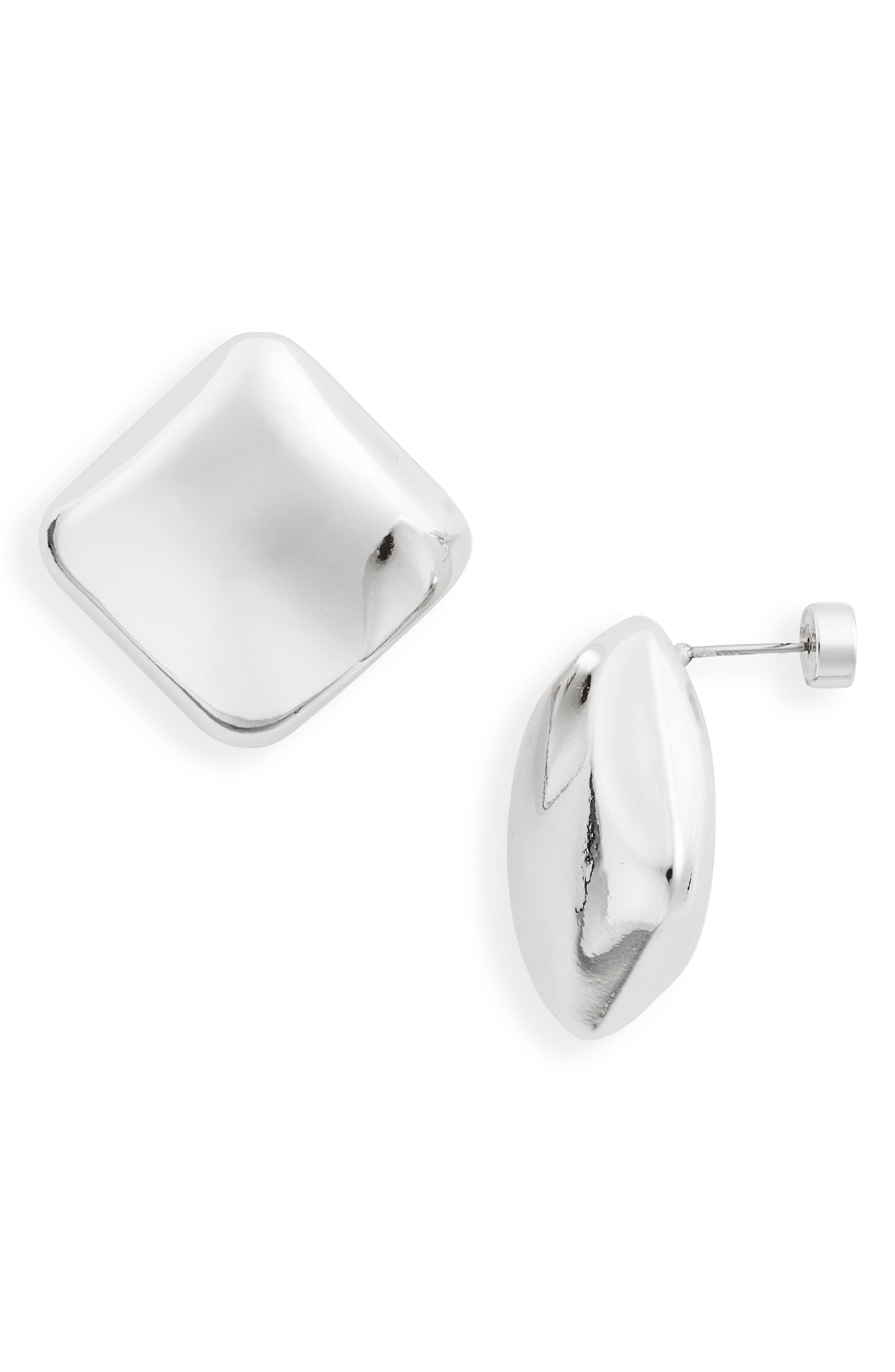 Nordstrom Puffed Square Button Stud Earrings