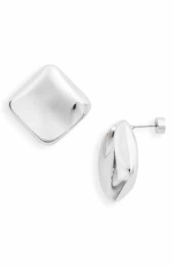 Puffed Square Button Stud Earrings