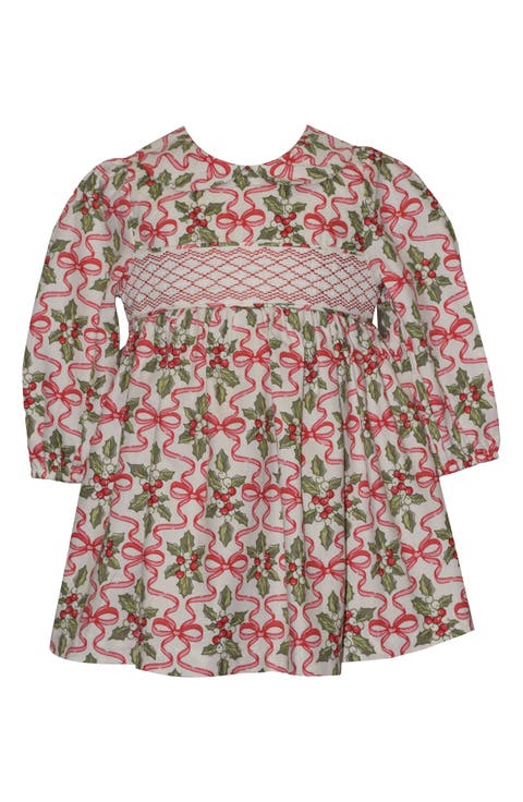Holly Long Sleeve Smocked Cotton Party Dress (Baby)