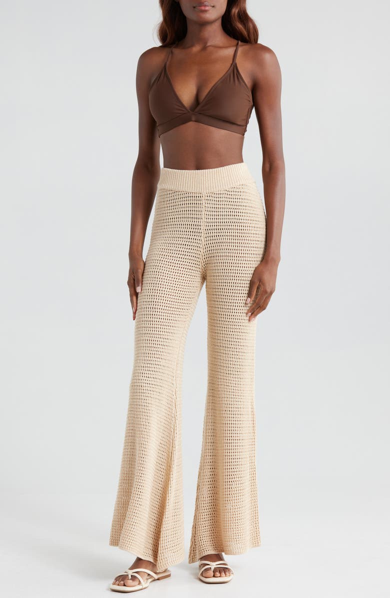 Elan Open Knit Cover-Up Pants, Main, color, Natural
