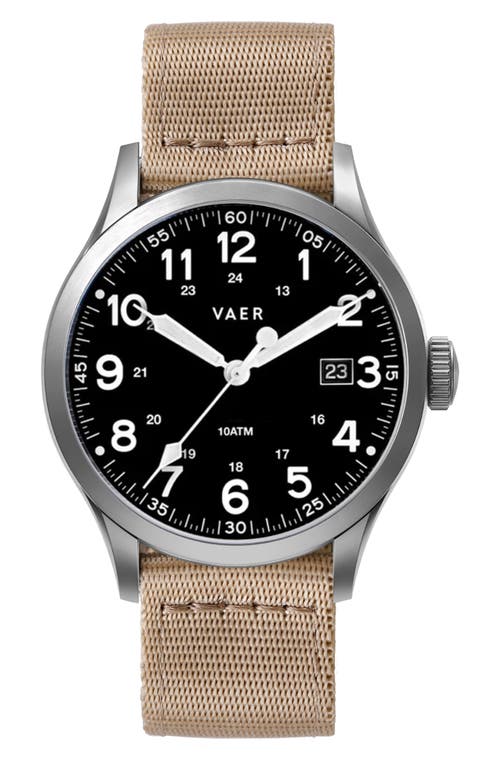 Shop Vaer S5 Calendar Field Watch, 40mm In Black/silver