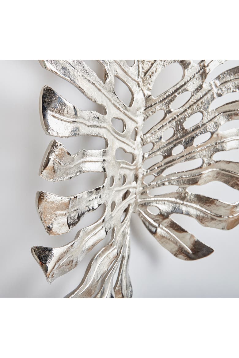 23.5"H x 4"D x 19"W Monstera in Silver Wall Sculpture Art Small, Alternate, color, Silver
