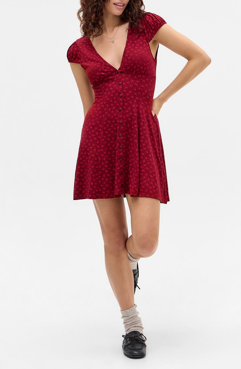 BDG Urban Outfitters Kiki Polka Dot Fit & Flare Dress, Main, color, Red Ditsy