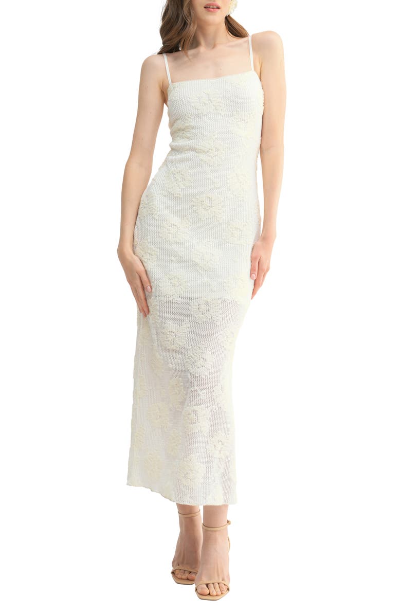 Lush Floral Textured Midi Dress, Main, color,