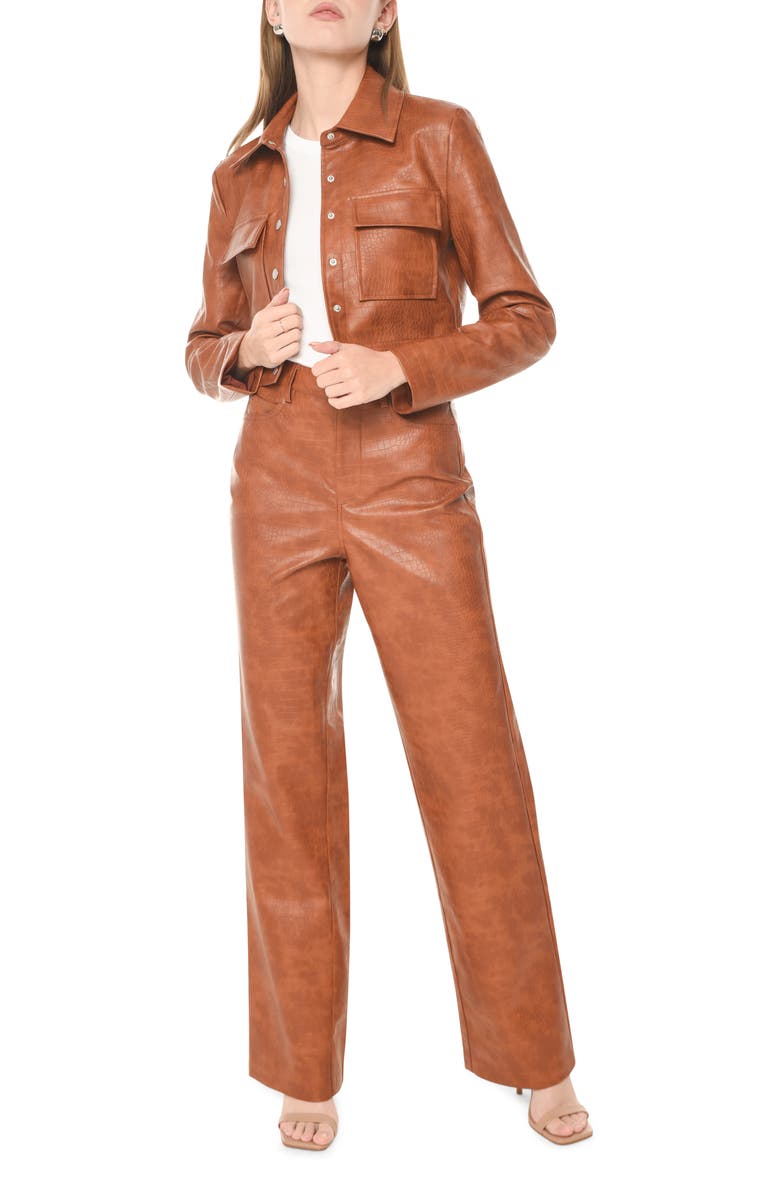 WAYF Miller Croc Embossed Faux Leather Jacket, Alternate, color, 