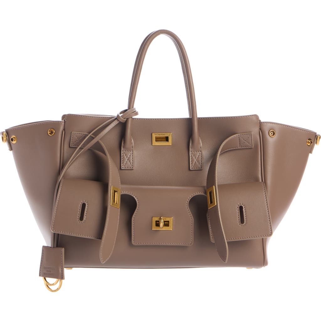 Balenciaga Small Bel Air Leather Carry All Tote In Brown
