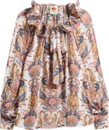 FARM Rio Sea Garden Tie Neck Top