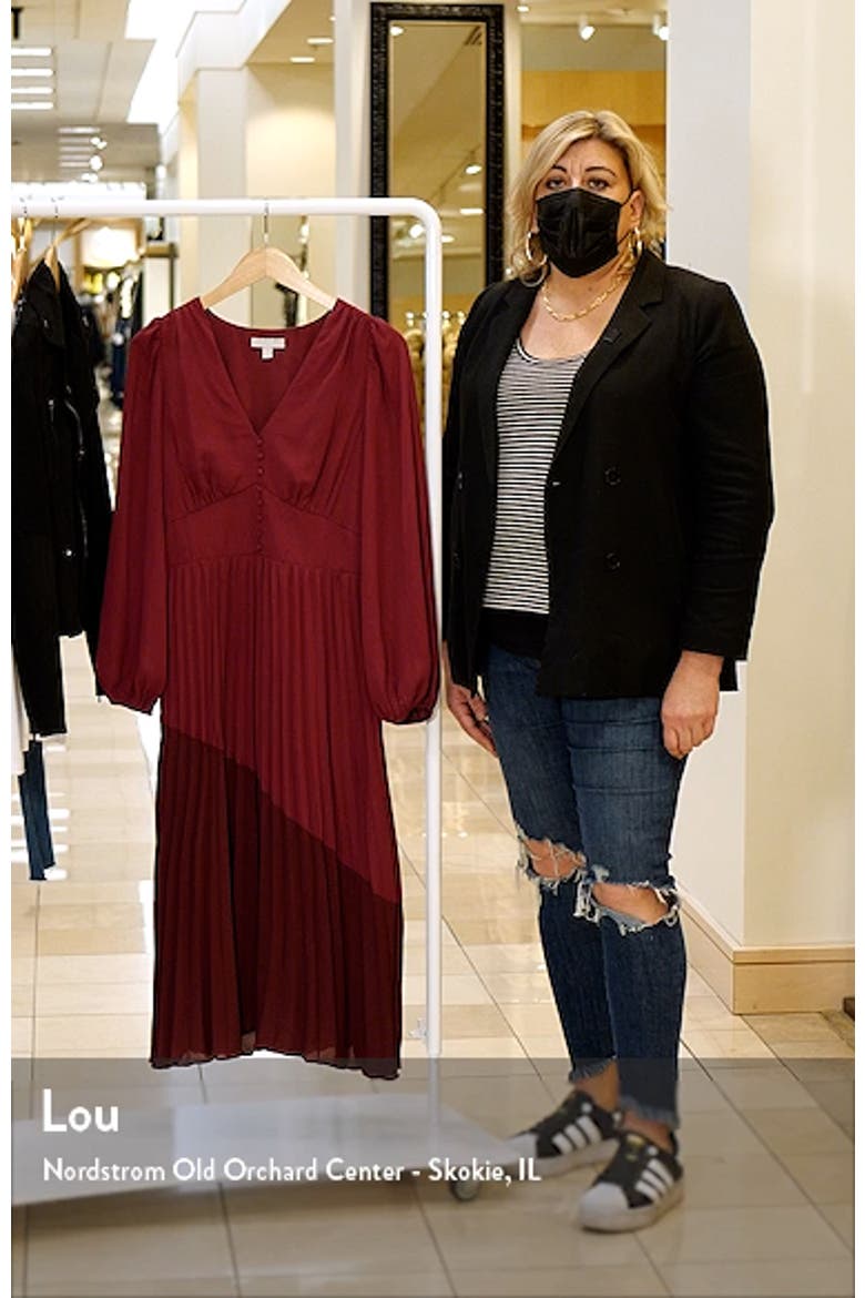 Button Pleated Long Sleeve Maxi Dress video