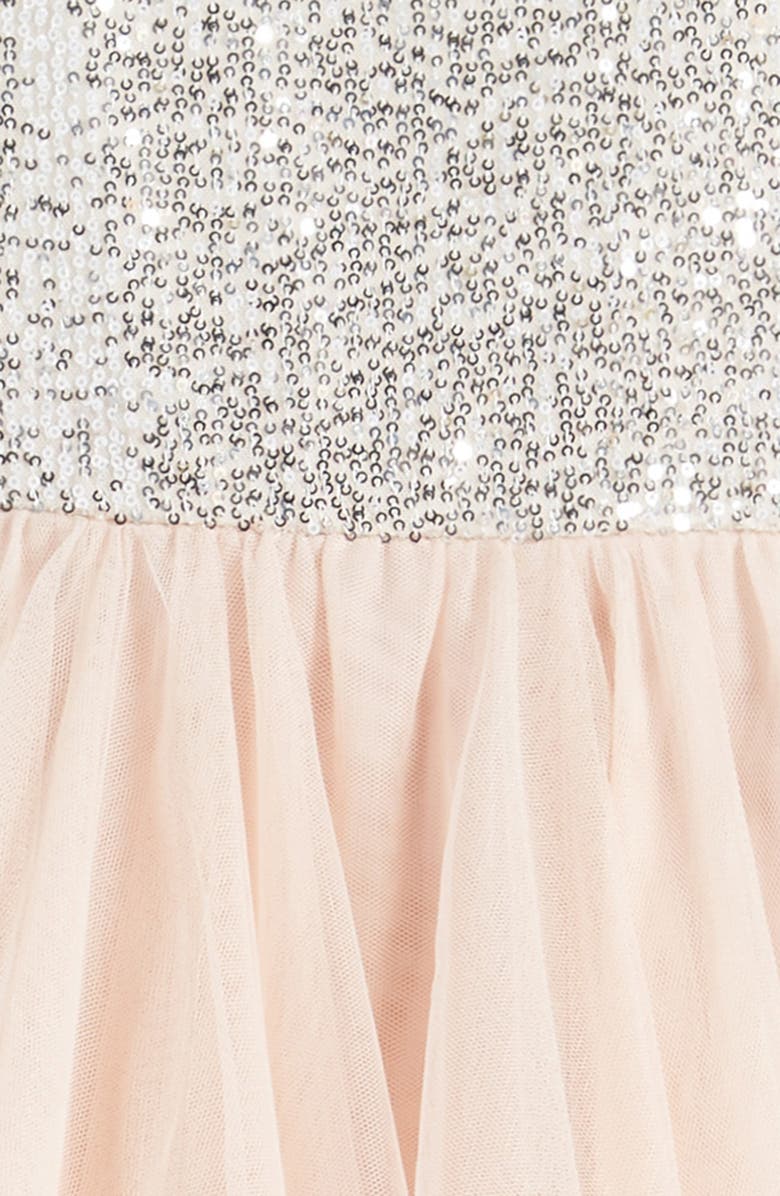 LOVE, NICKIE LEW Kids' Fairy Sequin Asymmetric Dress, Alternate, color, Silver/ Blush