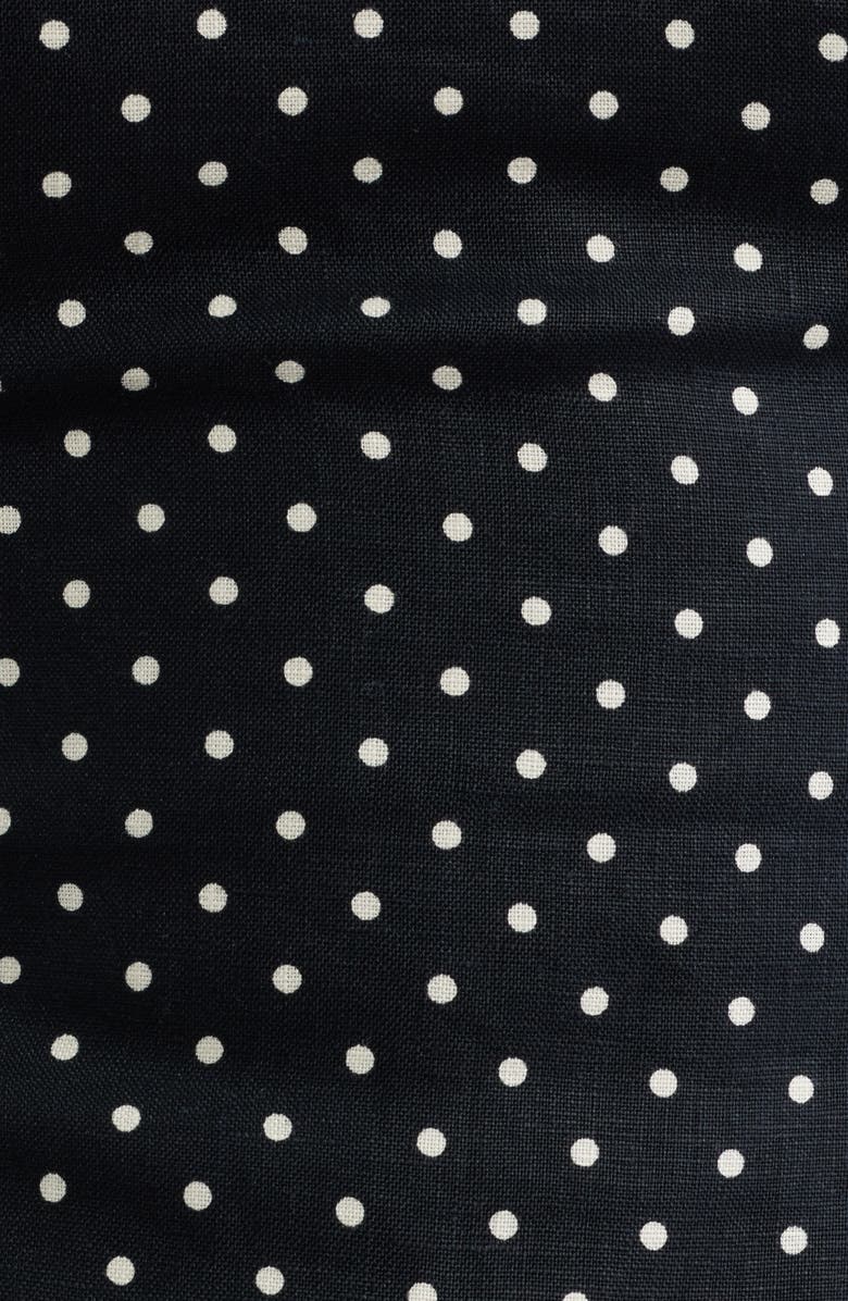 Faithfull the Brand Petro Polka Dot Strapless Linen Peplum Top, Alternate, color, Lola Polka Dot-Black/ Cream