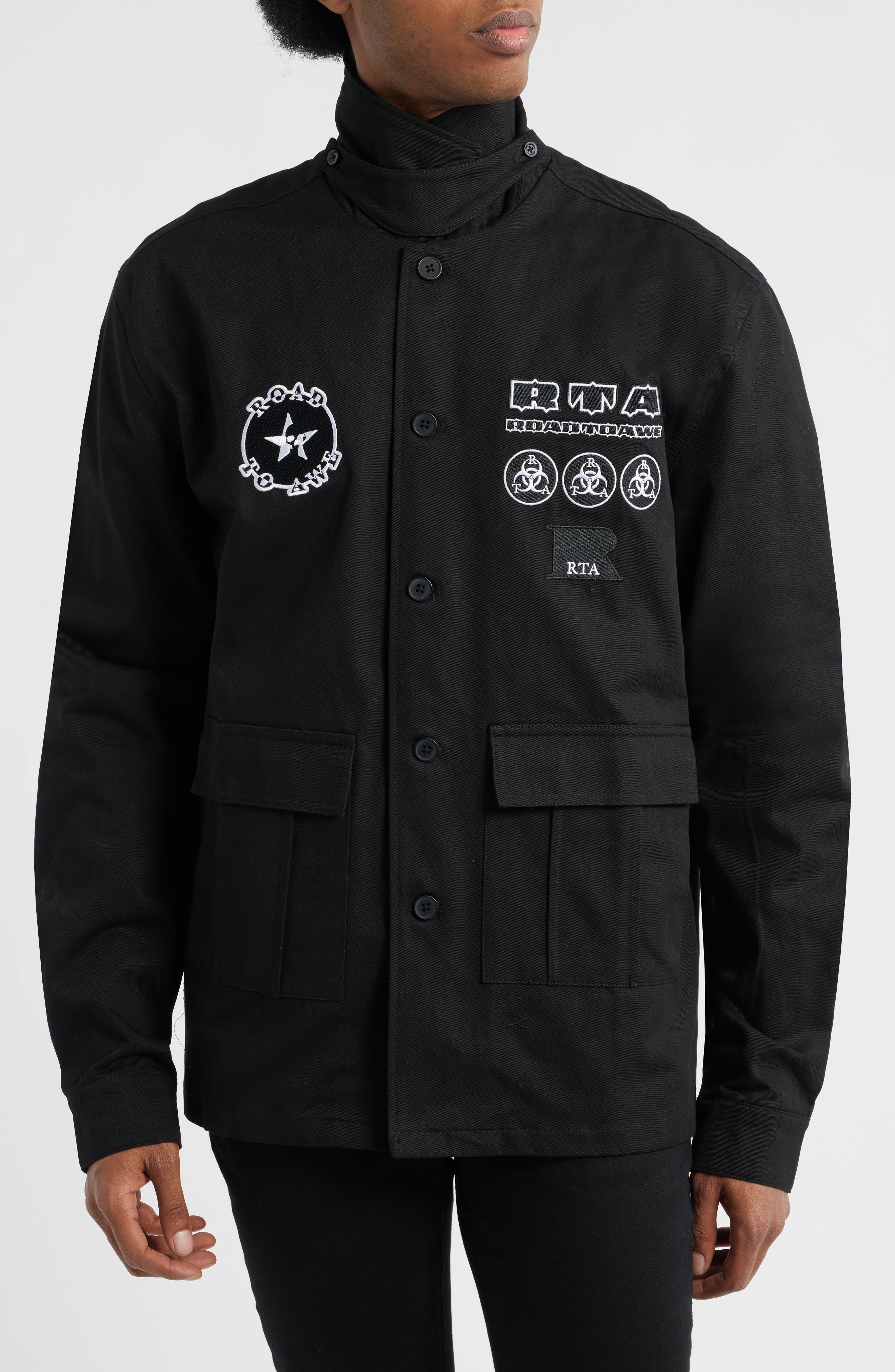 Nilton Graphic Military Patch Button-Up Shirt - image 2