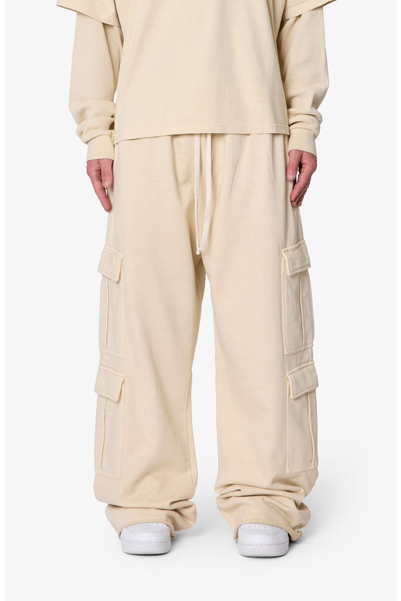 Ultra Baggy Cotton Flece Cargo Sweatpants, Main, color, OFF WHITE