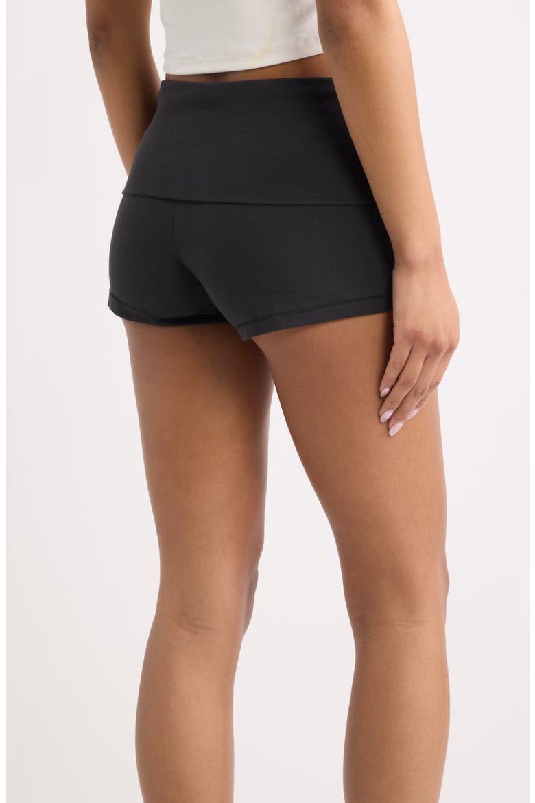 Stretch Cotton Jersey Foldover Shorts, Alternate, color, SOOT