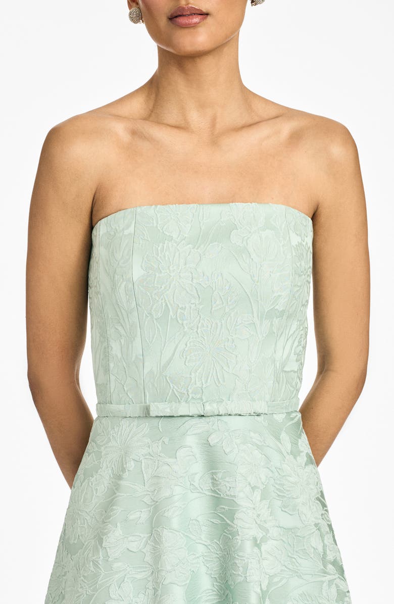 SACHIN BABI Darian Floral Jacquard Strapless Gown, Alternate, color, Celadon
