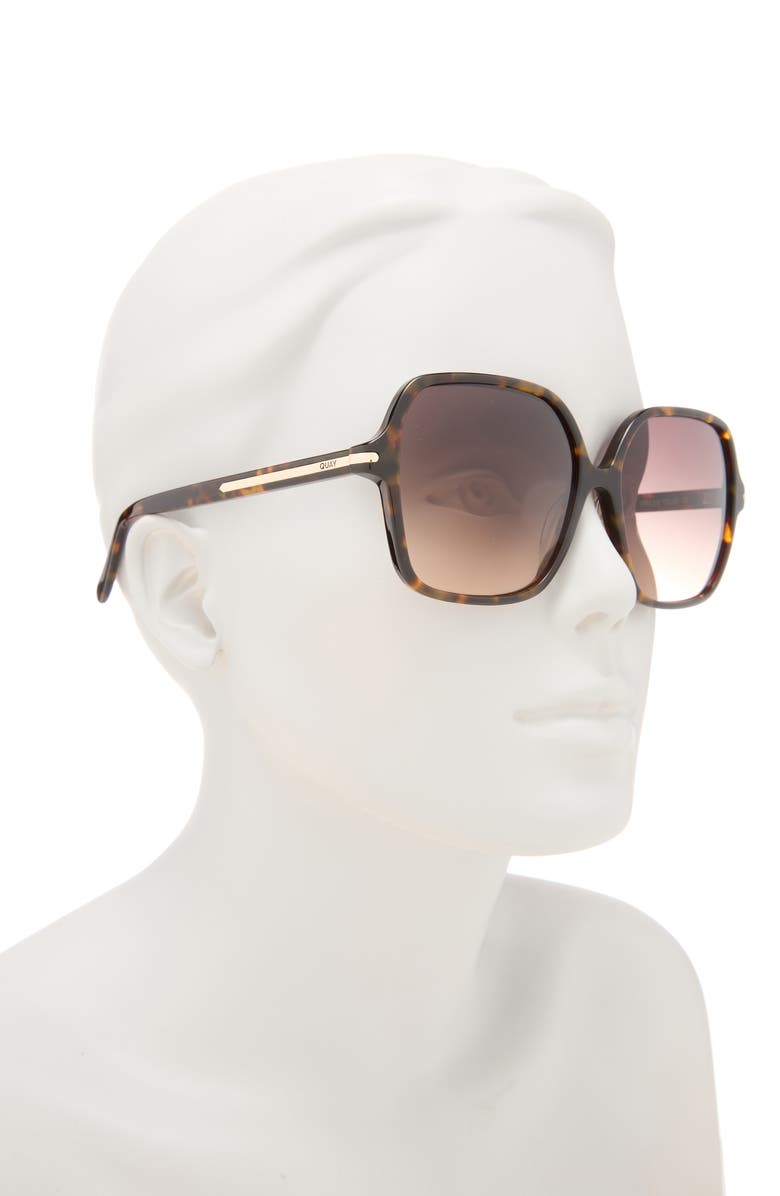 QUAY Press Tour 60mm Gradient Square Sunglasses, Alternate, color, Neutral Tort/ Dark Fawn
