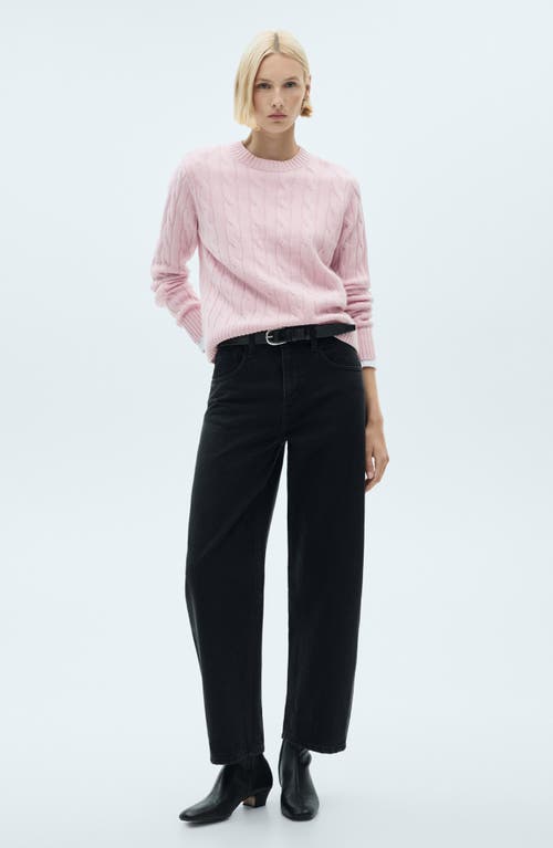 Mango Cable Stitch Wool Sweater In Pink