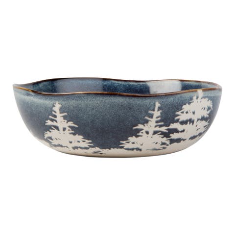 Midnight Blue Ceramic Forest Serving Bowl Dishwasher Safe