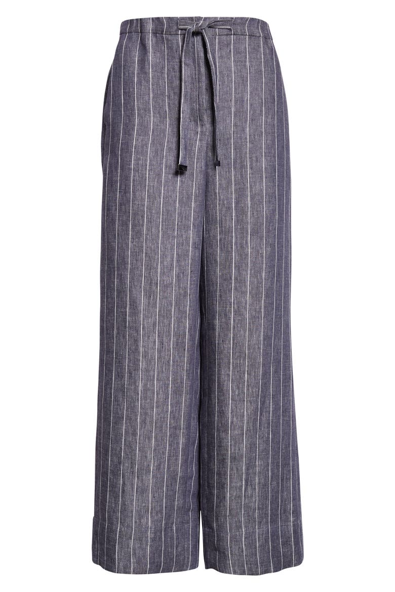 Cresta Pinstripe Linen Twill Wide Leg Crop Pants, Alternate, color, ULTRAMARINE
