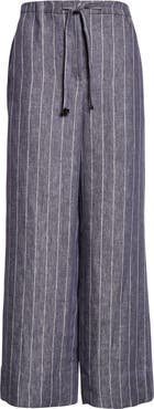 Max Mara Cresta Pinstripe Linen Twill Wide Leg Crop Pants