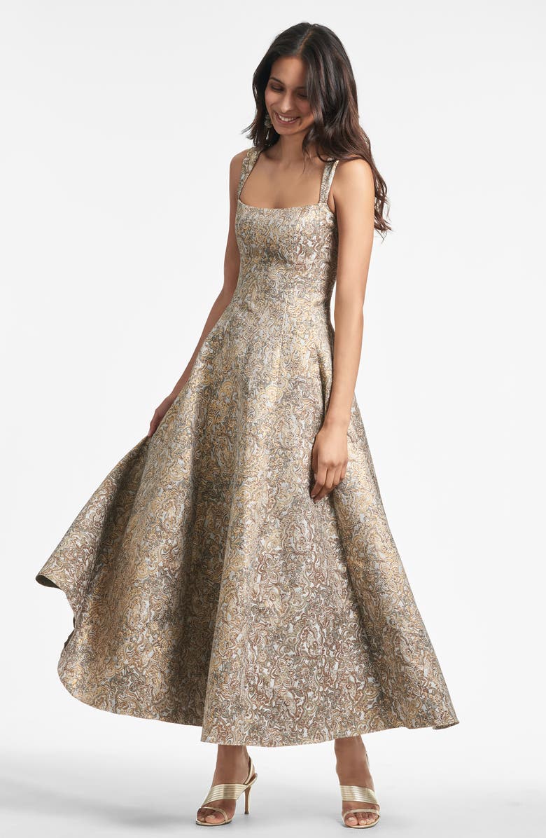 Sachin & Babi Audrey Metallic Floral Embroidery Gown, Alternate, color, 