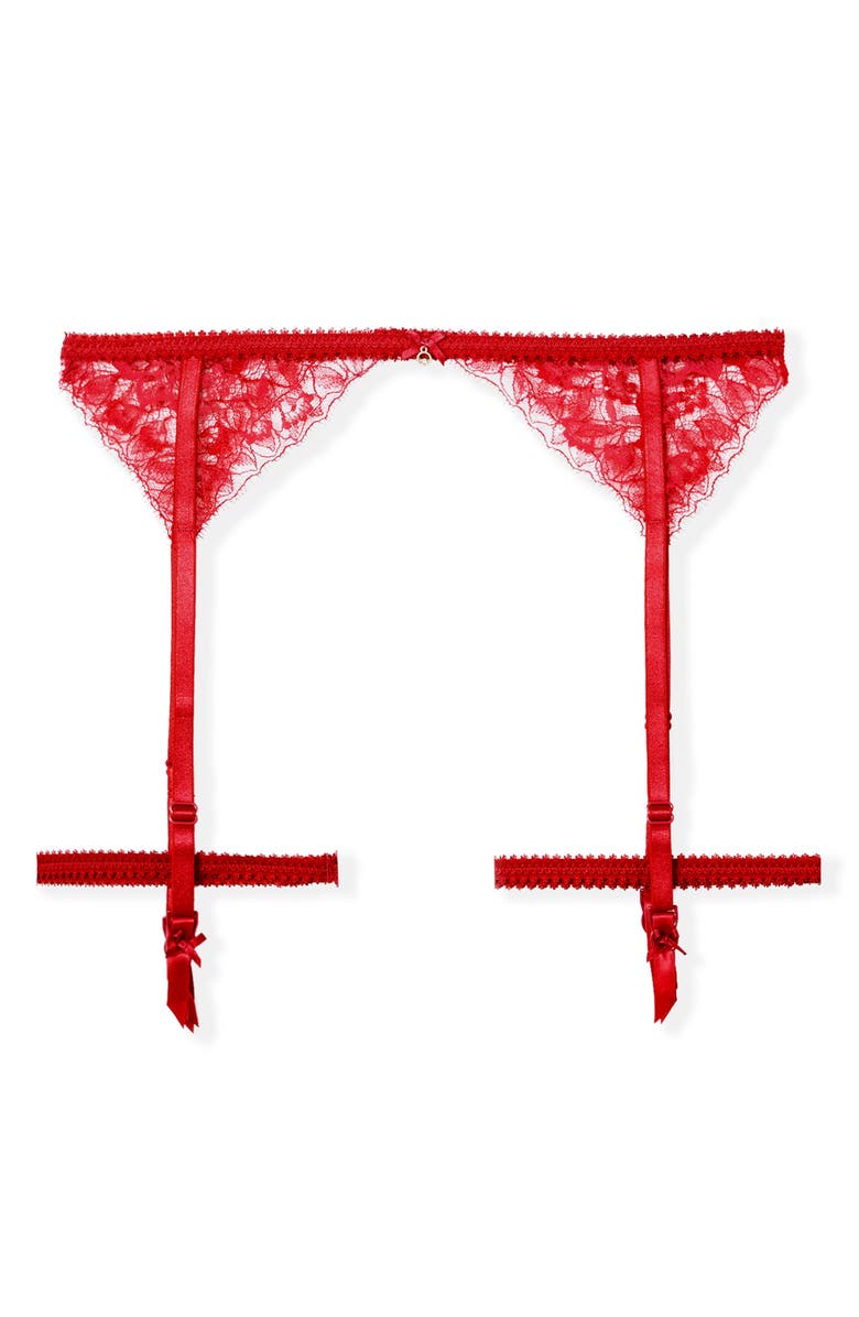 Etam Mascarade Porte Jartelle Lace Garter Belt, Alternate, color, Red