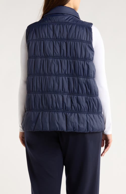 Eileen Fisher Ruched High Collar Vest In Blue