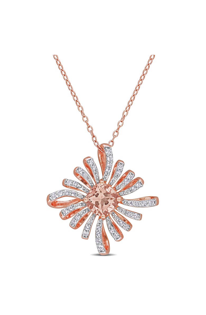 Julianna B. Morganite & White Topaz Floral Necklace, Main, color, Morganite