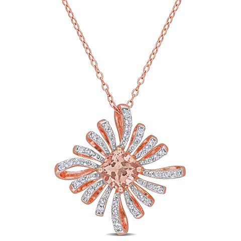 Morganite & White Topaz Floral Necklace