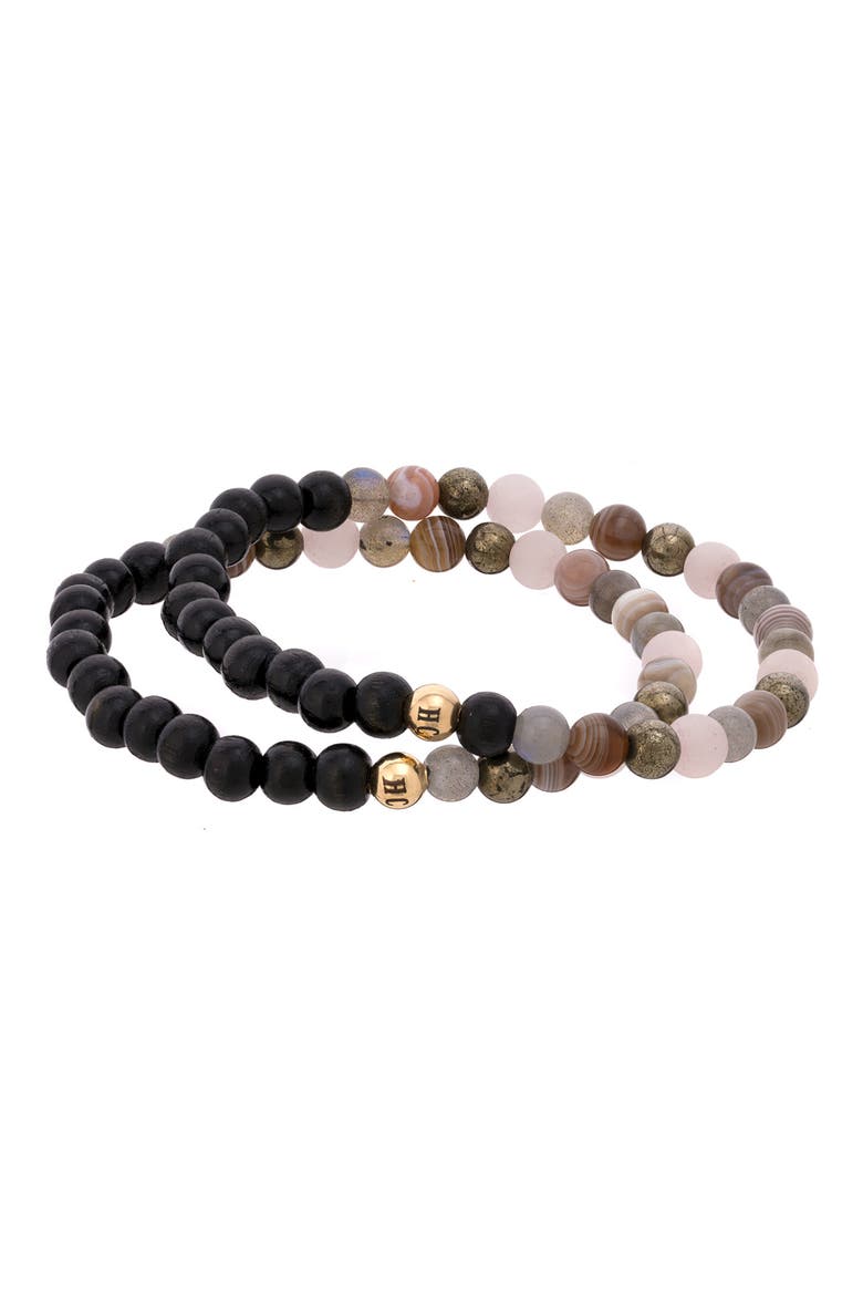 Men's N5 Goodbye Trauma Set of 2 Healer's Bracelets, Alternate, color, BLACK