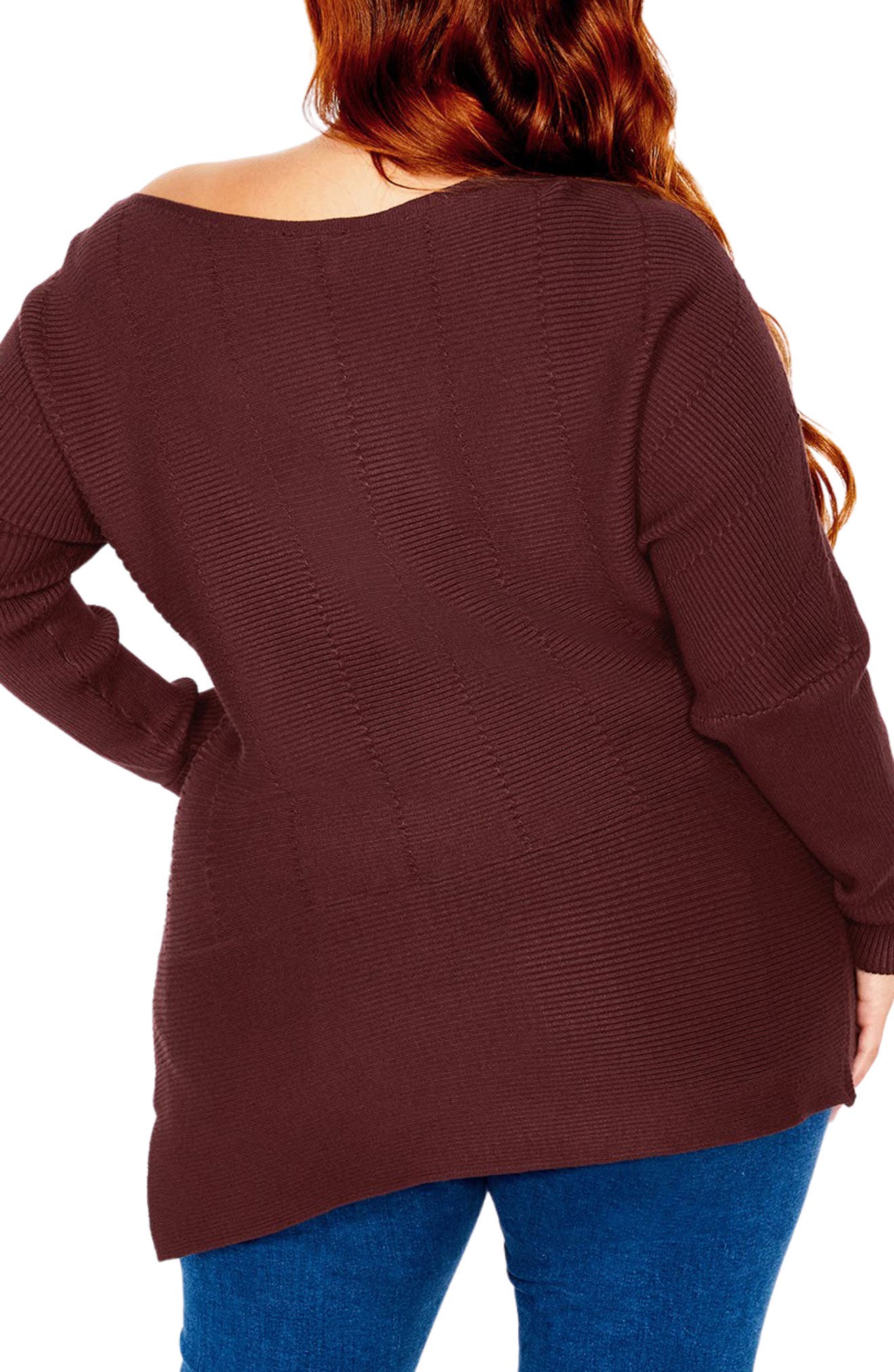 Lean In One-Shoulder Rib Sweater - image 4