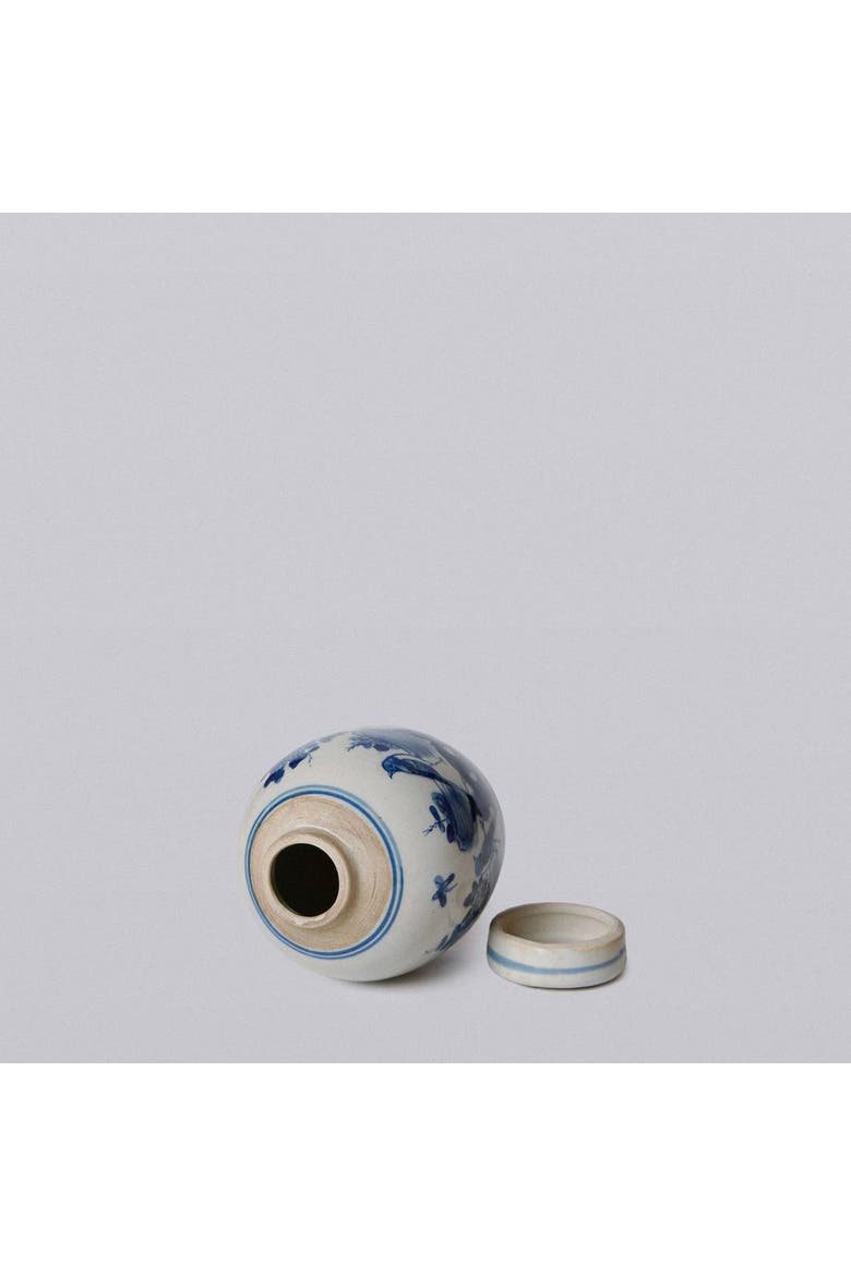 Porcelain Mini Bird and Flower Round Jar, Alternate, color, Blue and White