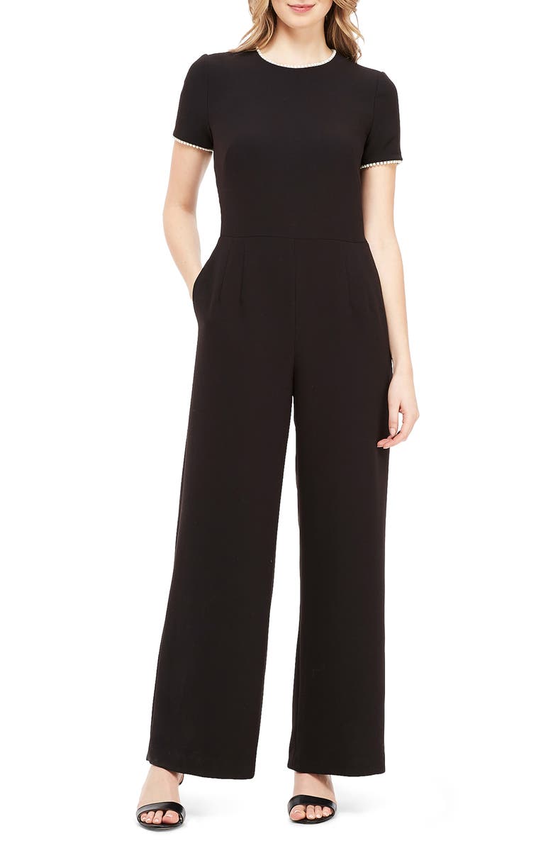 Gal Meets Glam Collection Pearl Trim Jumpsuit, Main, color, 