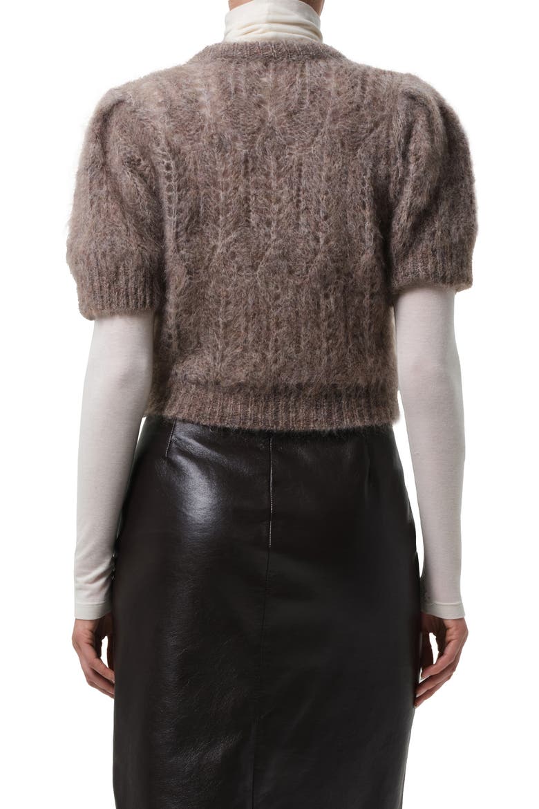 Odette Fuzzy Puff Sleeve Sweater, Alternate, color, MUSHROOM LIGHT BROWN