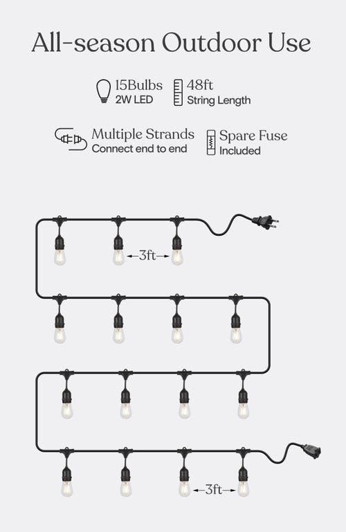 Brightech Plug-in Weatherproof Led Heavy Duty Outdoor String Lights In 48 Ft 15 Bulbs | Warm White