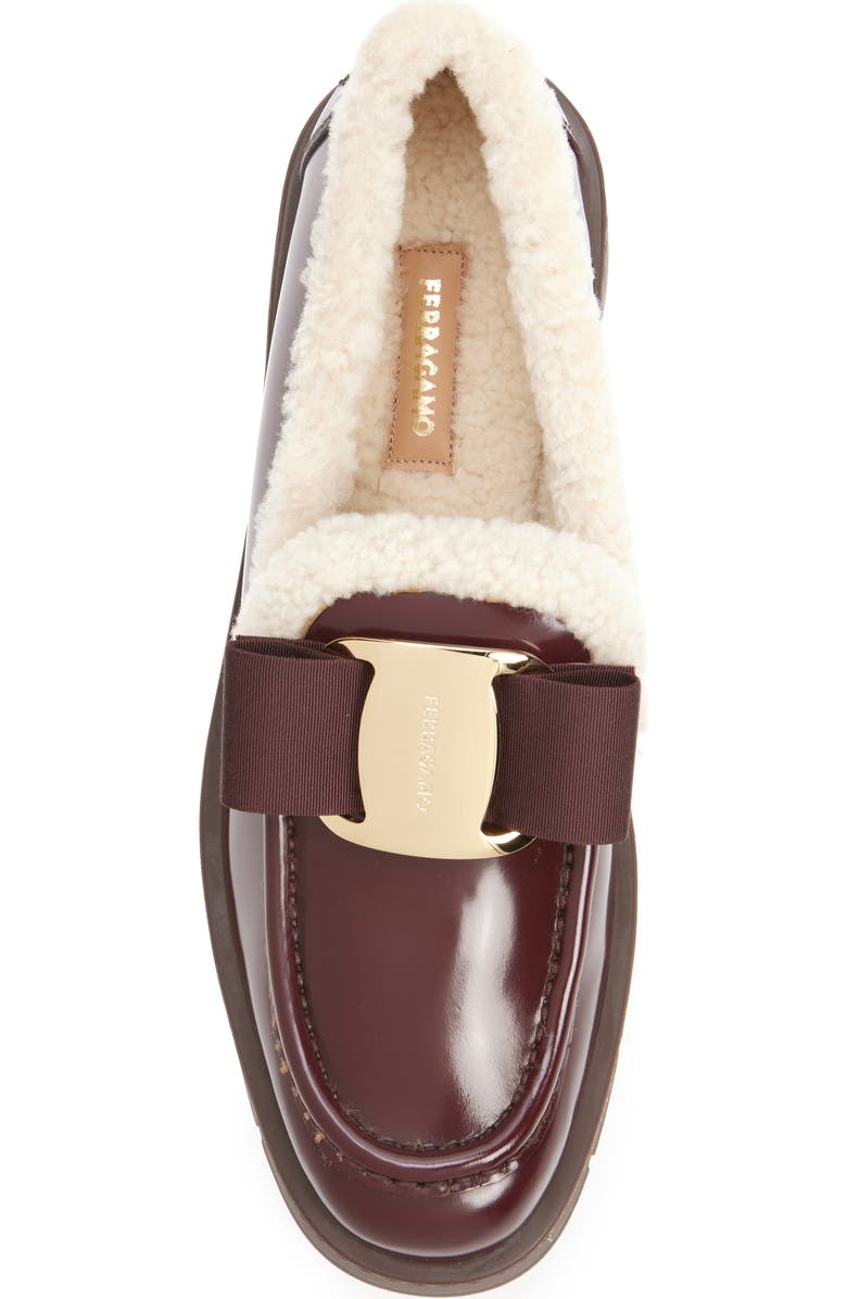 FERRAGAMO Vara Bow Genuine Shearling Lined Loafer, Alternate, color,