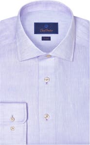 David Donahue Herringbone Linen Dress Shirt