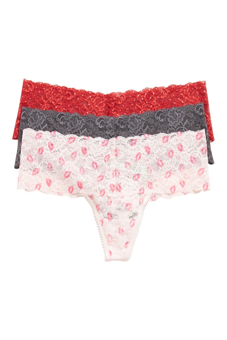 Lady in Lace Thong - Pack of 3, Main, color, FAIRYTALE KISSES/DRIZZLE/VIXEN