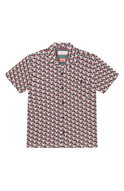 Sealskinz Bexwell Palm Tree Short Sleeve Button-up Shirt In Navy