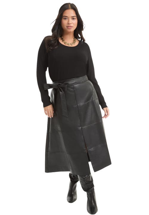 June + Vie Ribbed Scoopneck Top In Black